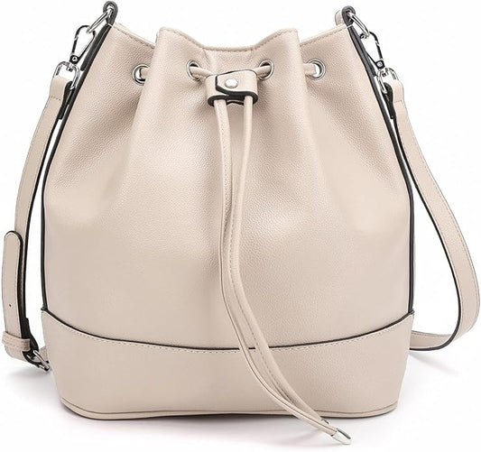 Classic Leather Crossbody Bucket Bag