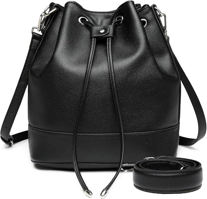 Classic Leather Crossbody Bucket Bag