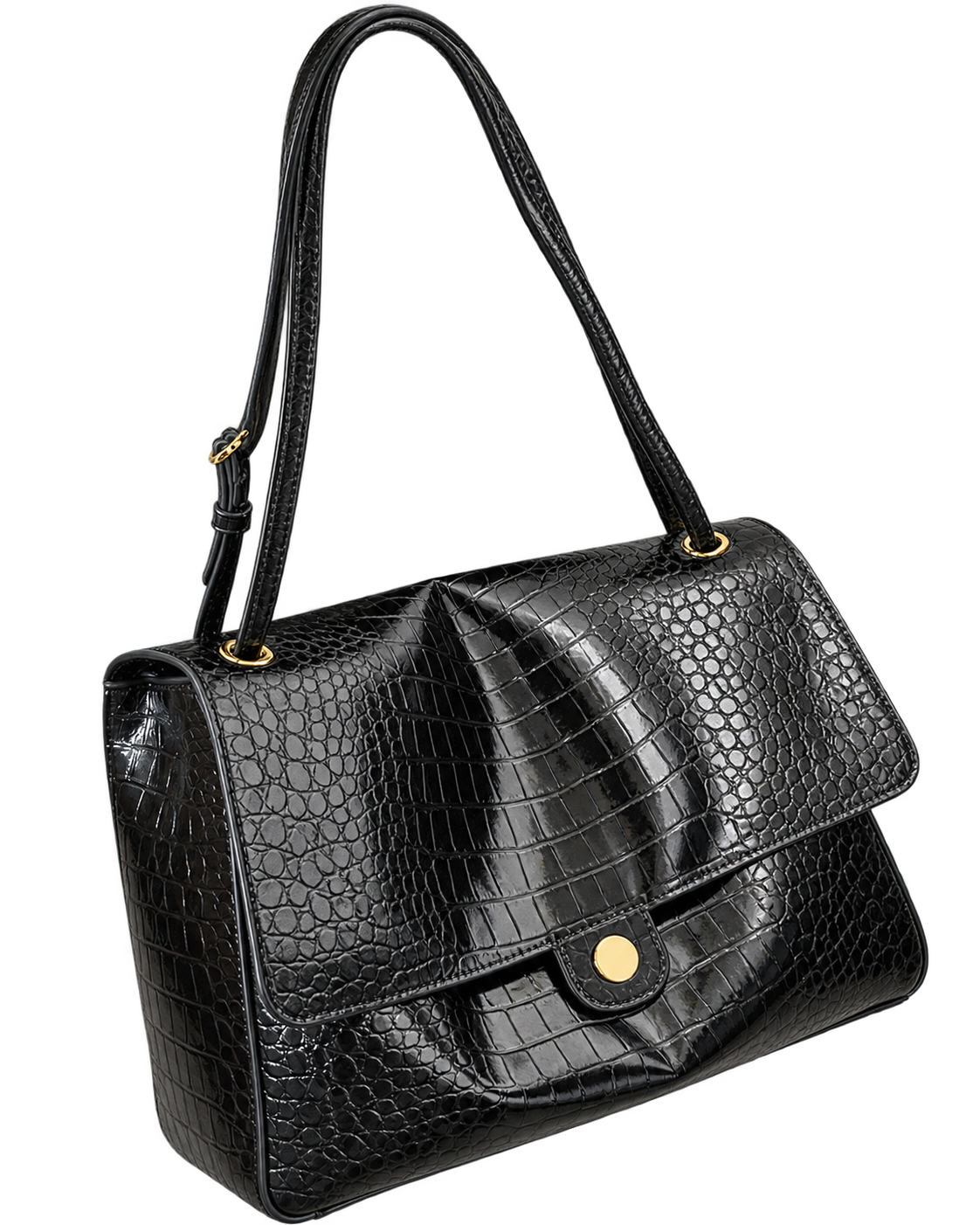 Croc-Embossed Maxi Shoulder Bag