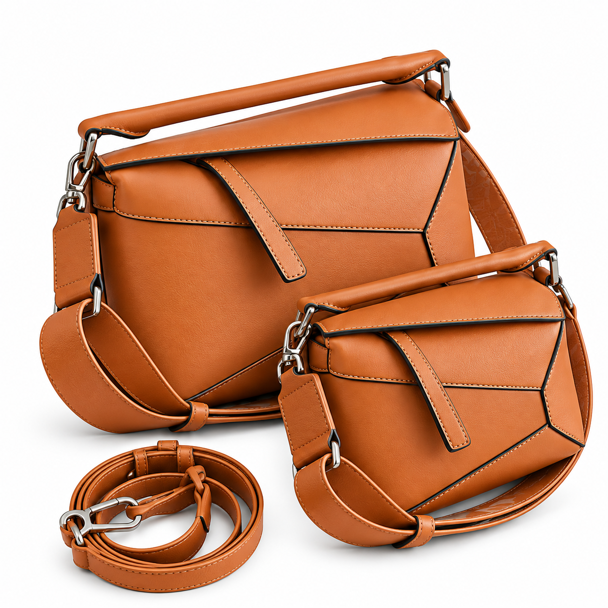 Puzzle Flap Bag with Strap