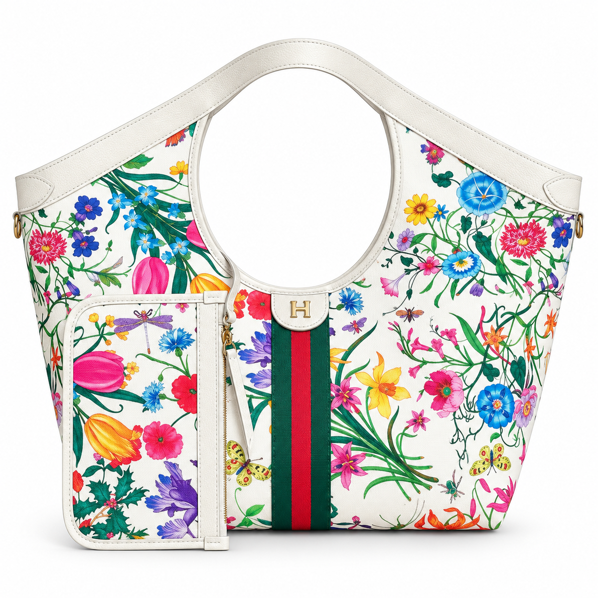 Floral Stripe Tote Bag