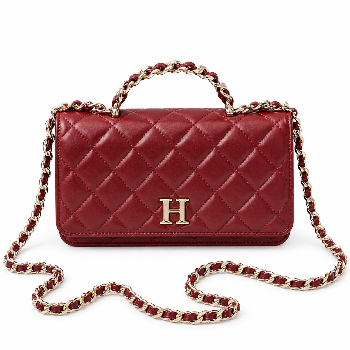 Silver Braided Top-Handle Wallet On Chain
