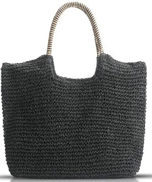 Large Black Woven Tote