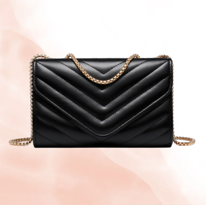 Textured Leather Wallet-On-Chain Bag