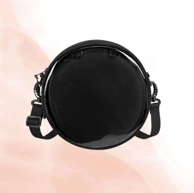 Round Canvas & Leather Purse