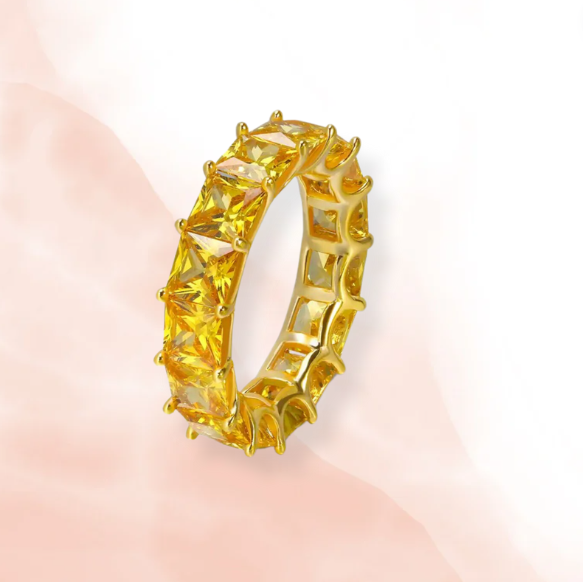 Yellow Canary Crystal Gold Eternity Ring