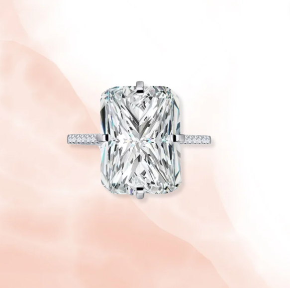 Elongated Cushion Cut Pave Band Ring