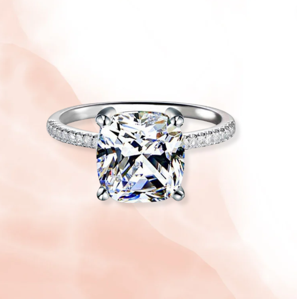Cushion Cut Crystal Pave Band Ring