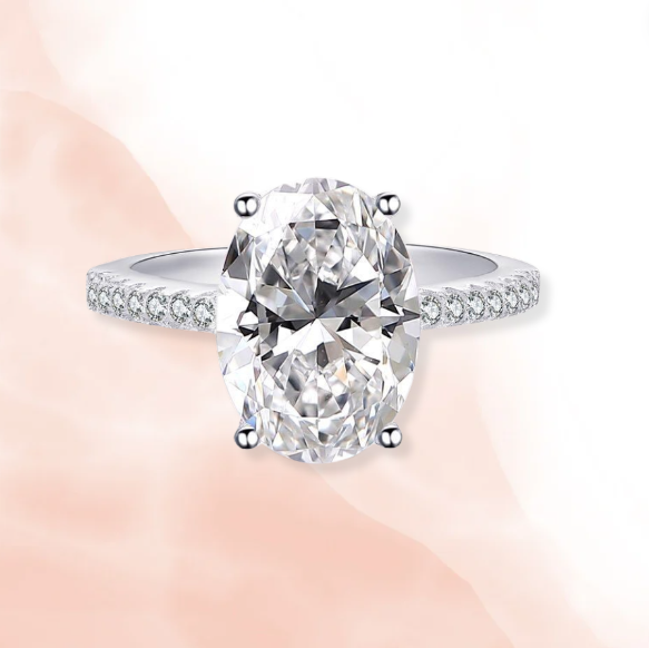 Oval Cut Crystal Pave Band Ring
