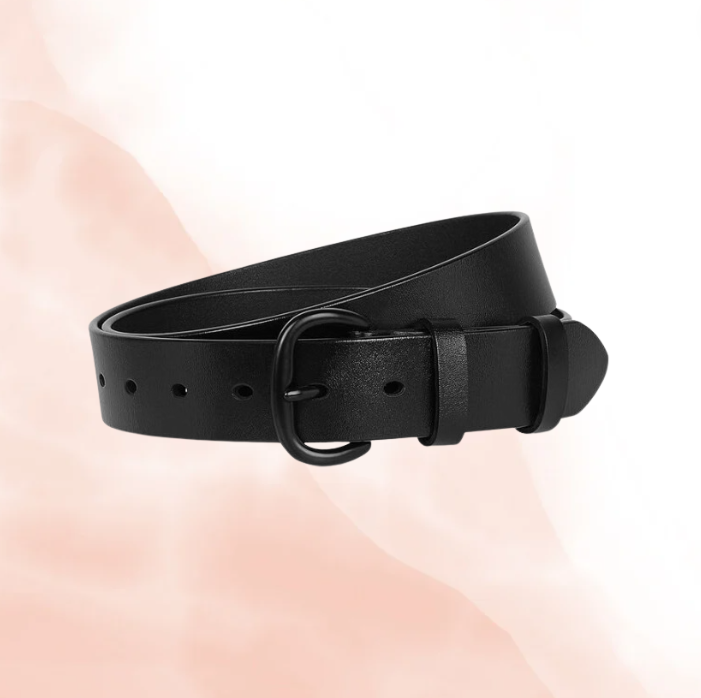 3.8cm Matte Black Leather Belt