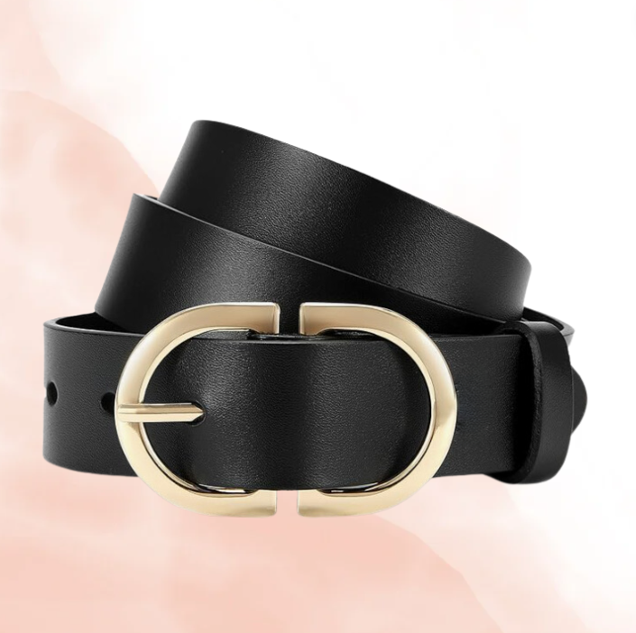 3.5cm Blue & Black Classic Leather Belt
