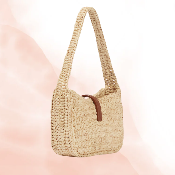 Raffia & Leather Hobo Bag