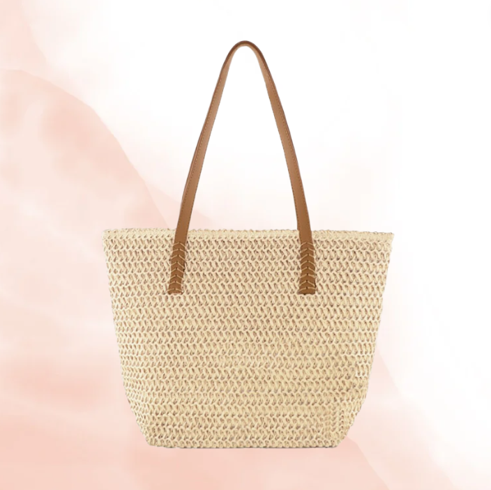 Raffia & Leather Tote Bag