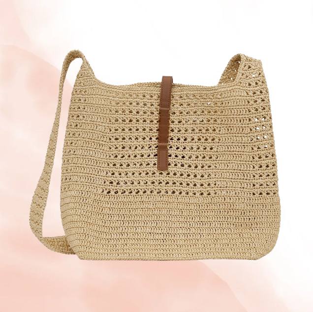 Raffia Tote Bag w/ Leather Closure