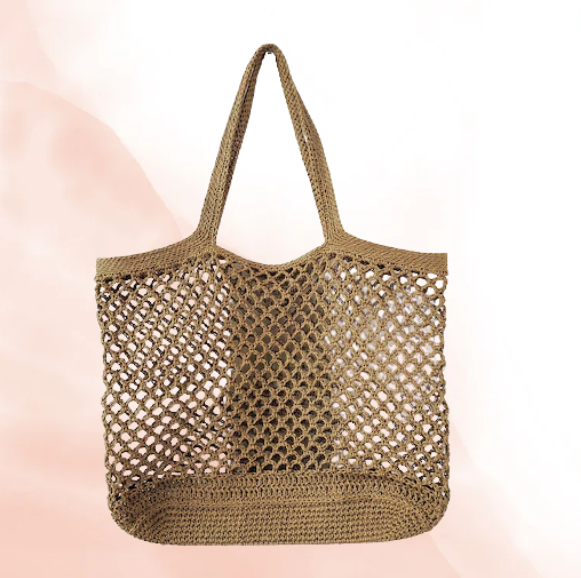 Netted Raffia Tote Bag