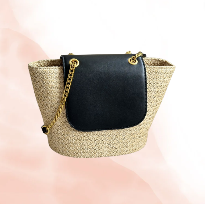 Raffia Chain Bucket Bag