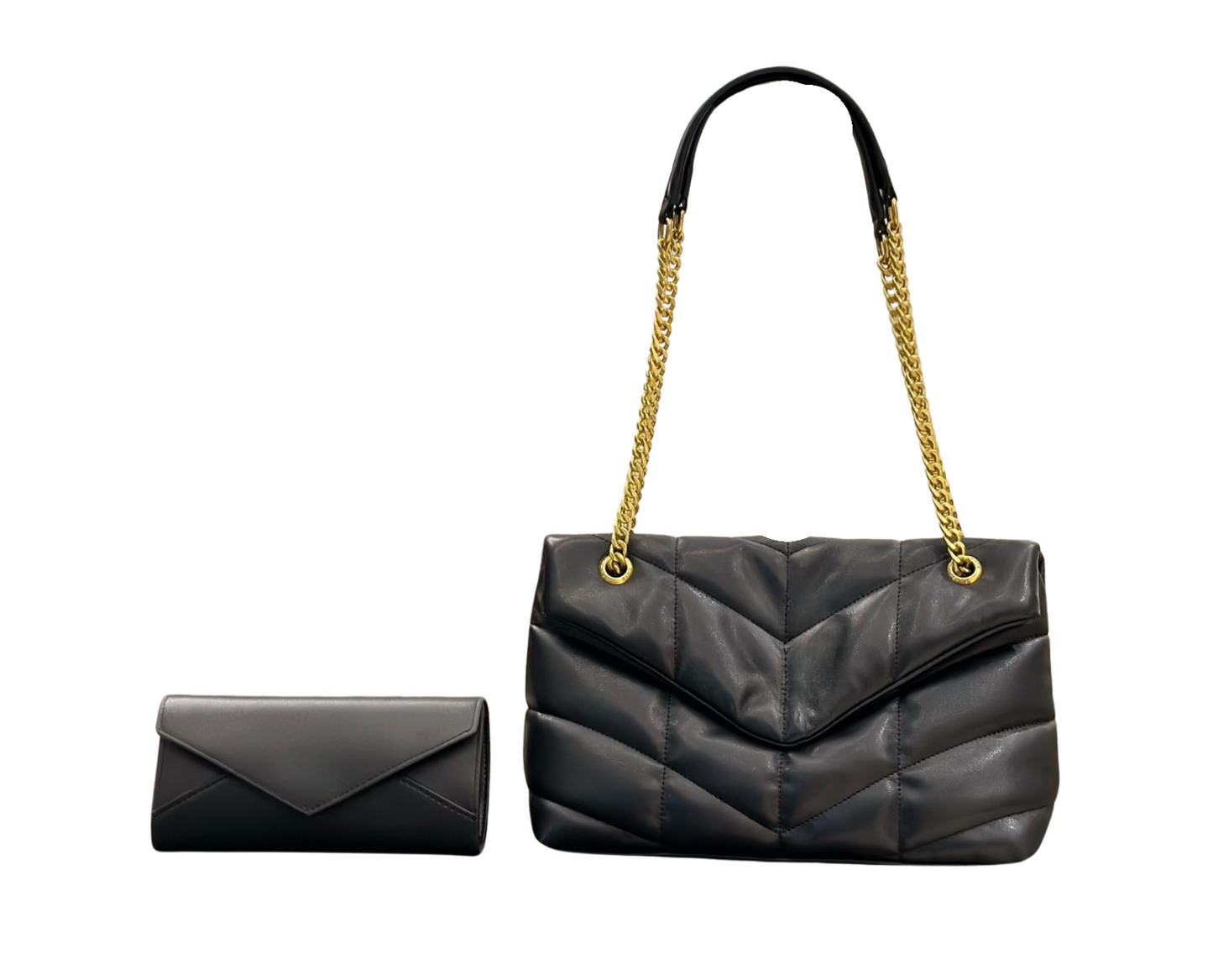 Puffy Shoulder Bag + Long Wallet Value Set