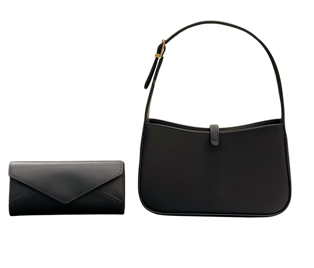 2-Piece Leather Shoulder Bag + Wallet Set