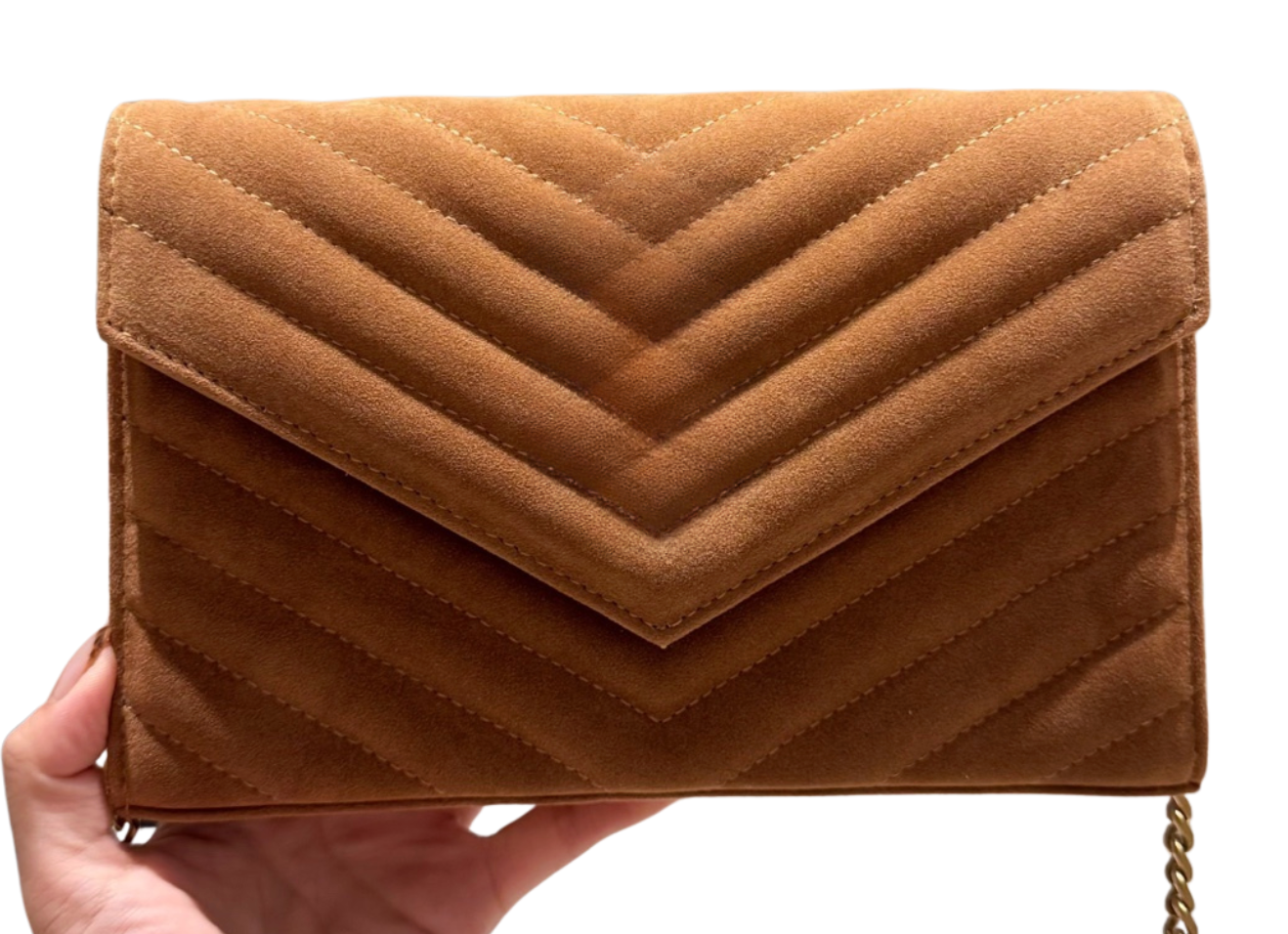Brown Suede Envelope Bag