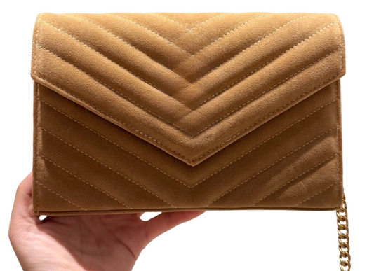 Brown Suede Envelope Bag