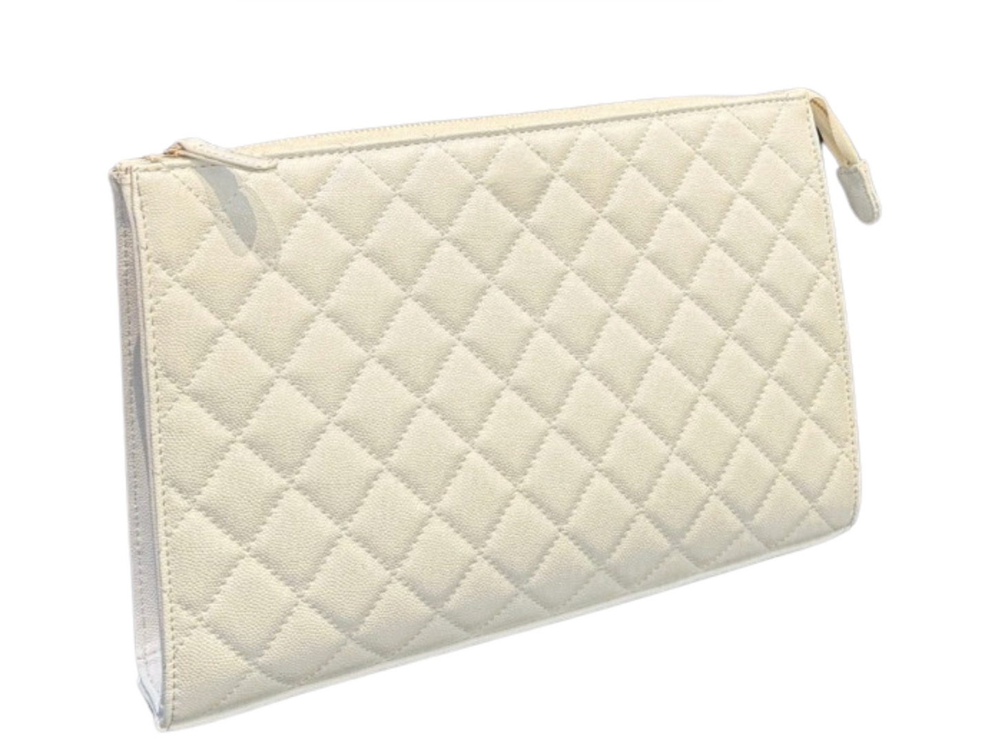 Quilted Grained Leather Clutch