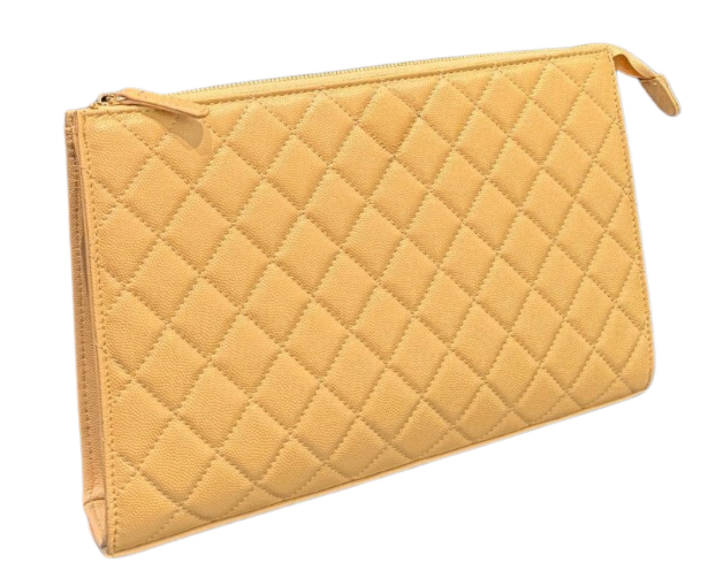 Quilted Grained Leather Clutch