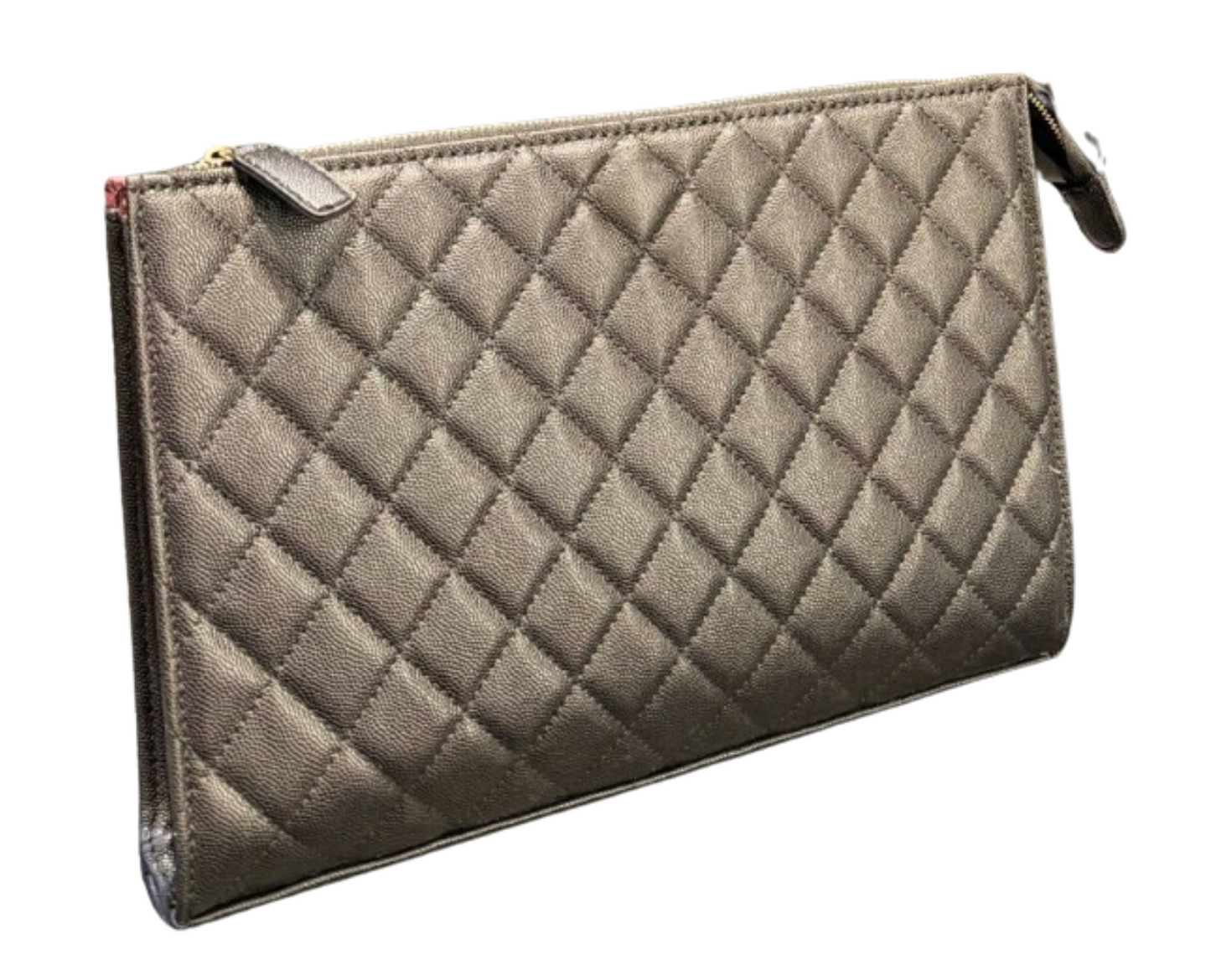Quilted Grained Leather Clutch