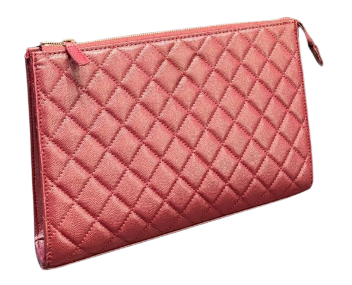 Quilted Grained Leather Clutch