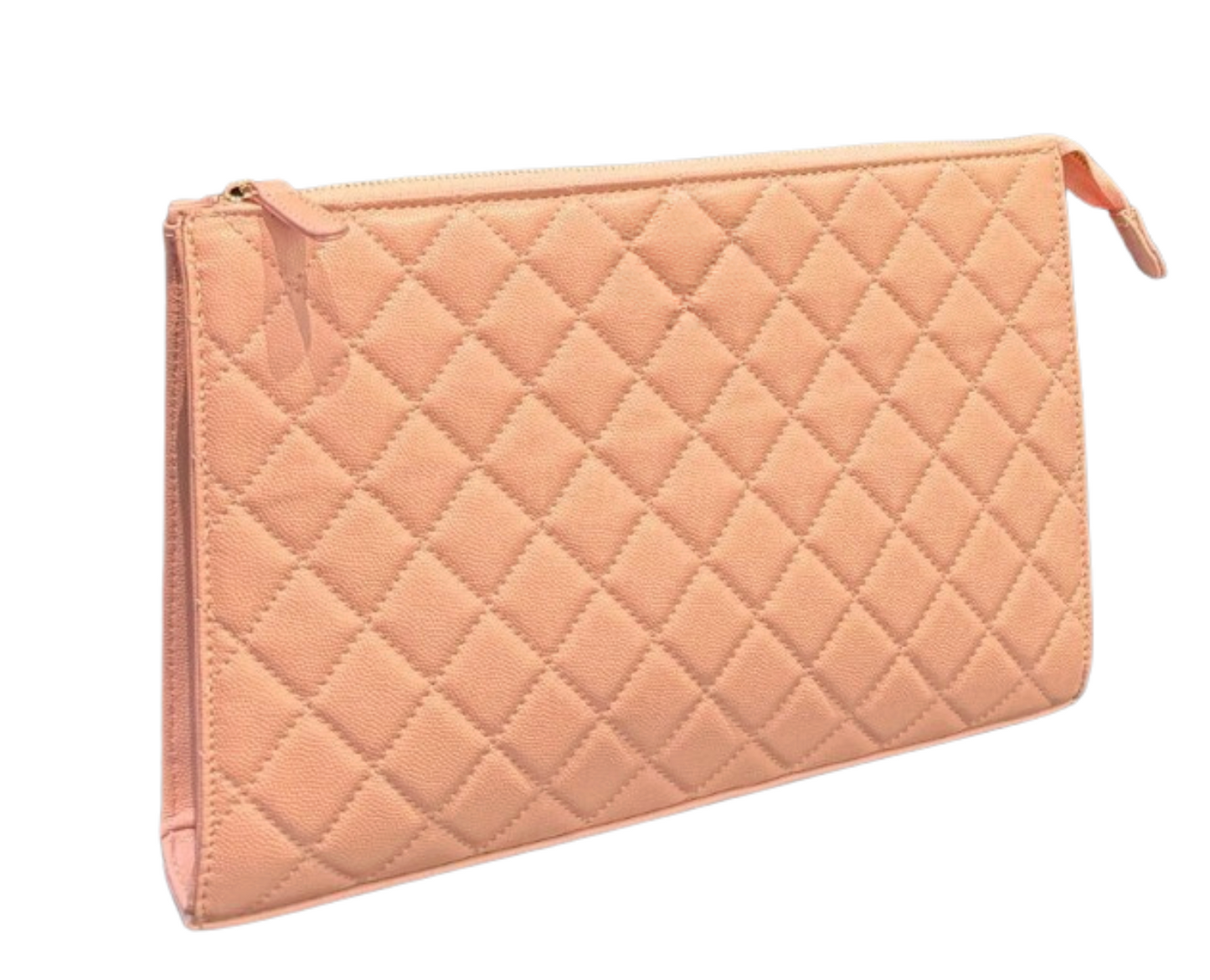 Quilted Grained Leather Clutch