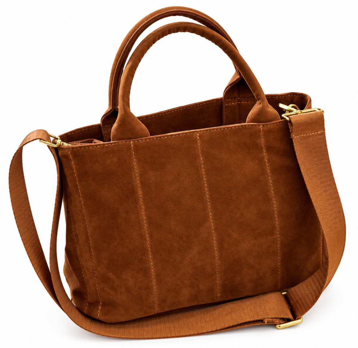 Square Suede Tote with Strap