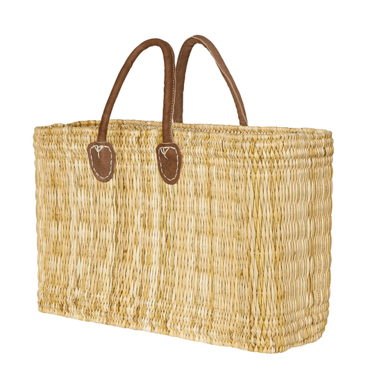 Large Emblem Raffia Tote
