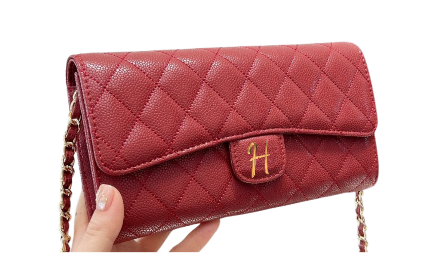 Grained Leather Wallet On Chain