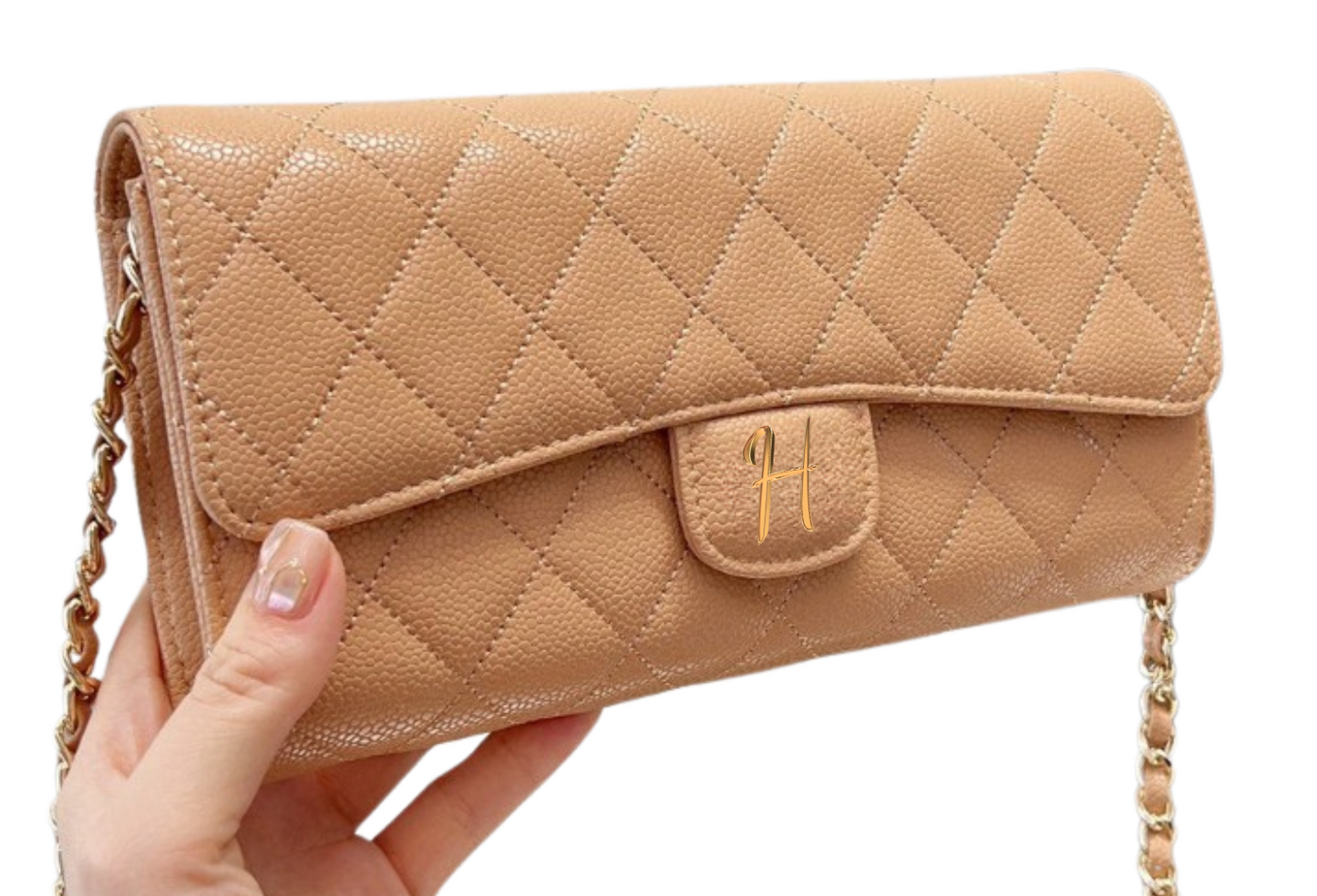 Grained Leather Wallet On Chain