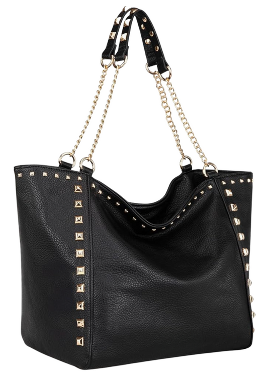 Leather Studded Tote Bag