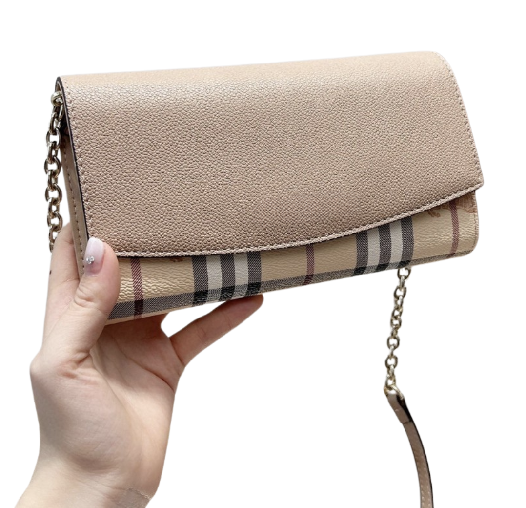 Plaid Leather Wallet-On-Chain