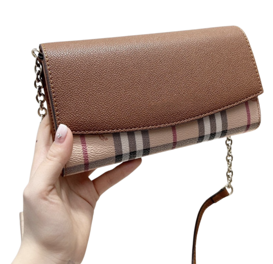 Plaid Leather Wallet-On-Chain
