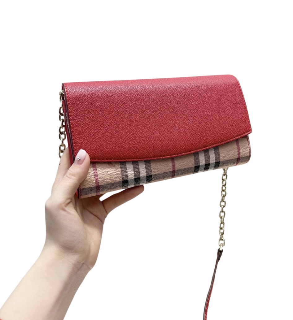 Plaid Leather Wallet-On-Chain