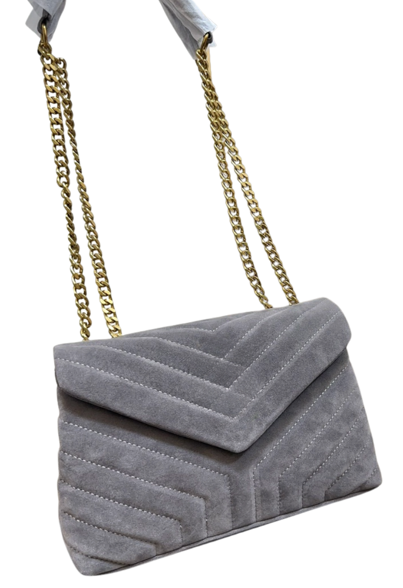 Puffy Suede Flap Bag