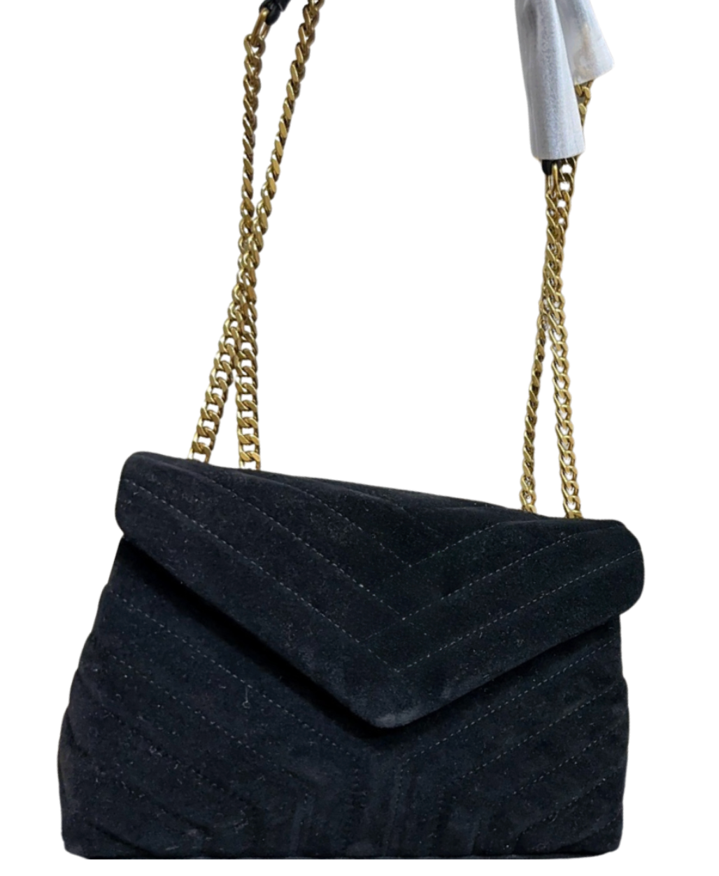 Puffy Suede Flap Bag