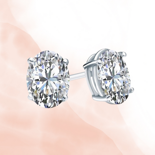 Classic Oval Cut CZ Stud Earrings