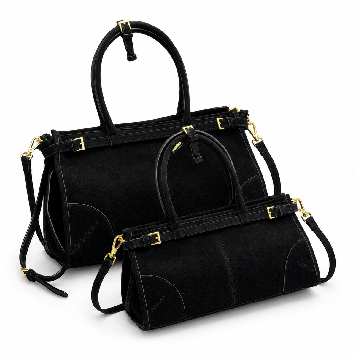 Long Top-Handle Suede Tote