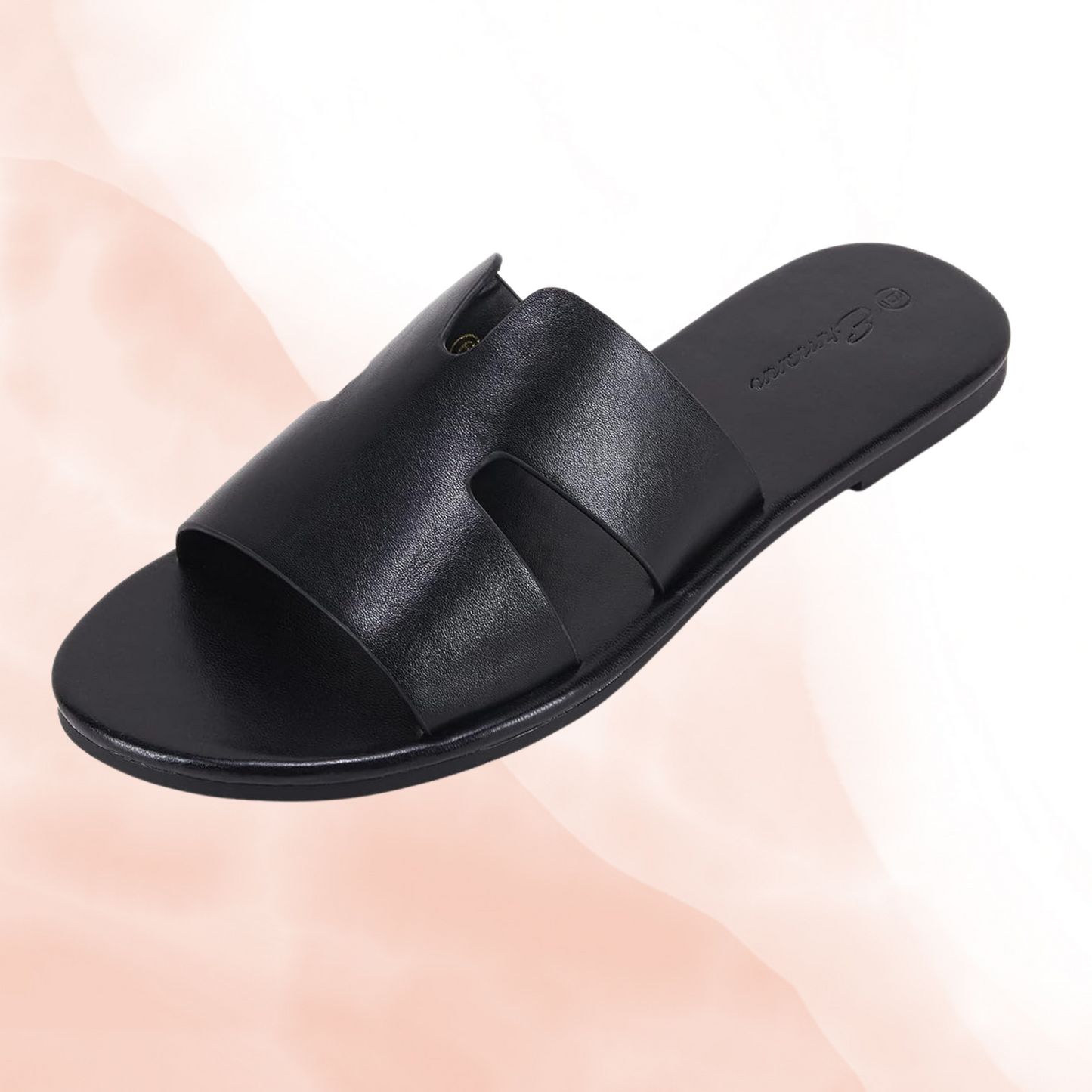 Flat Leather Slides Sandals