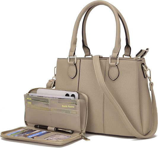 Structured Medium Bag + Wallet Set