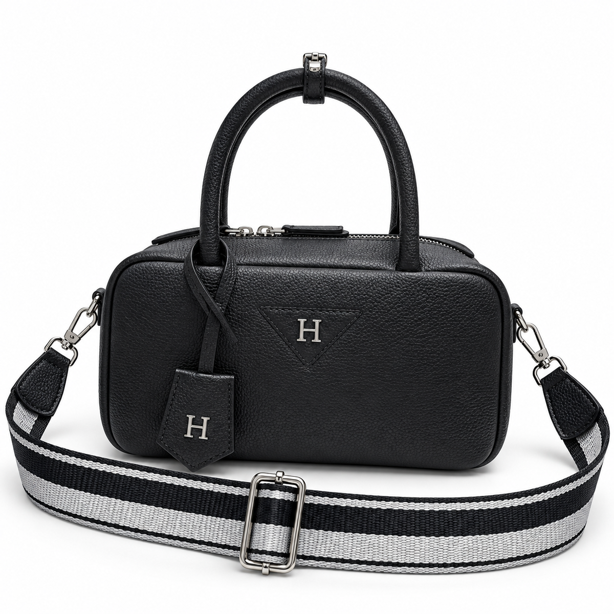 Long Rectangle Leather Bag on Strap