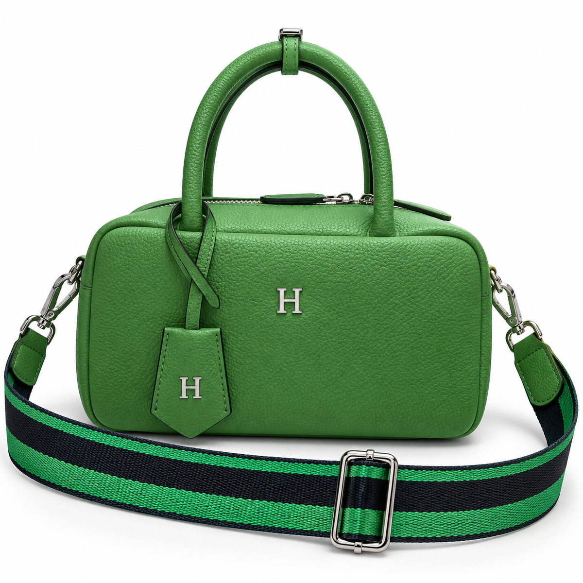 Long Rectangle Leather Bag on Strap