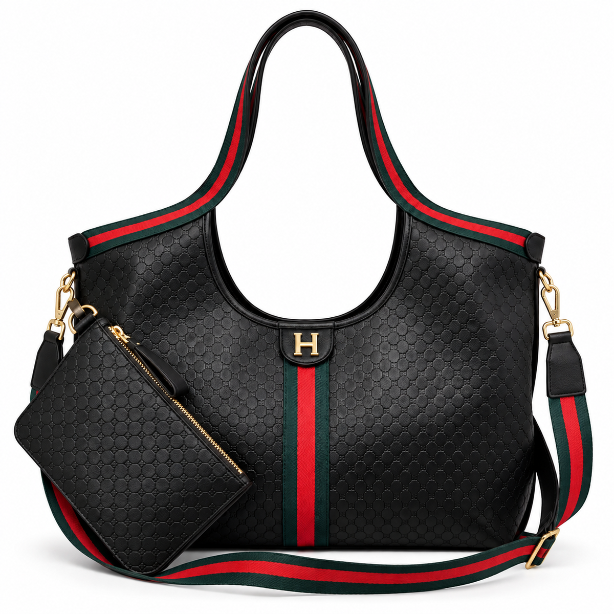 Small Embossed Leather Tote on Strap