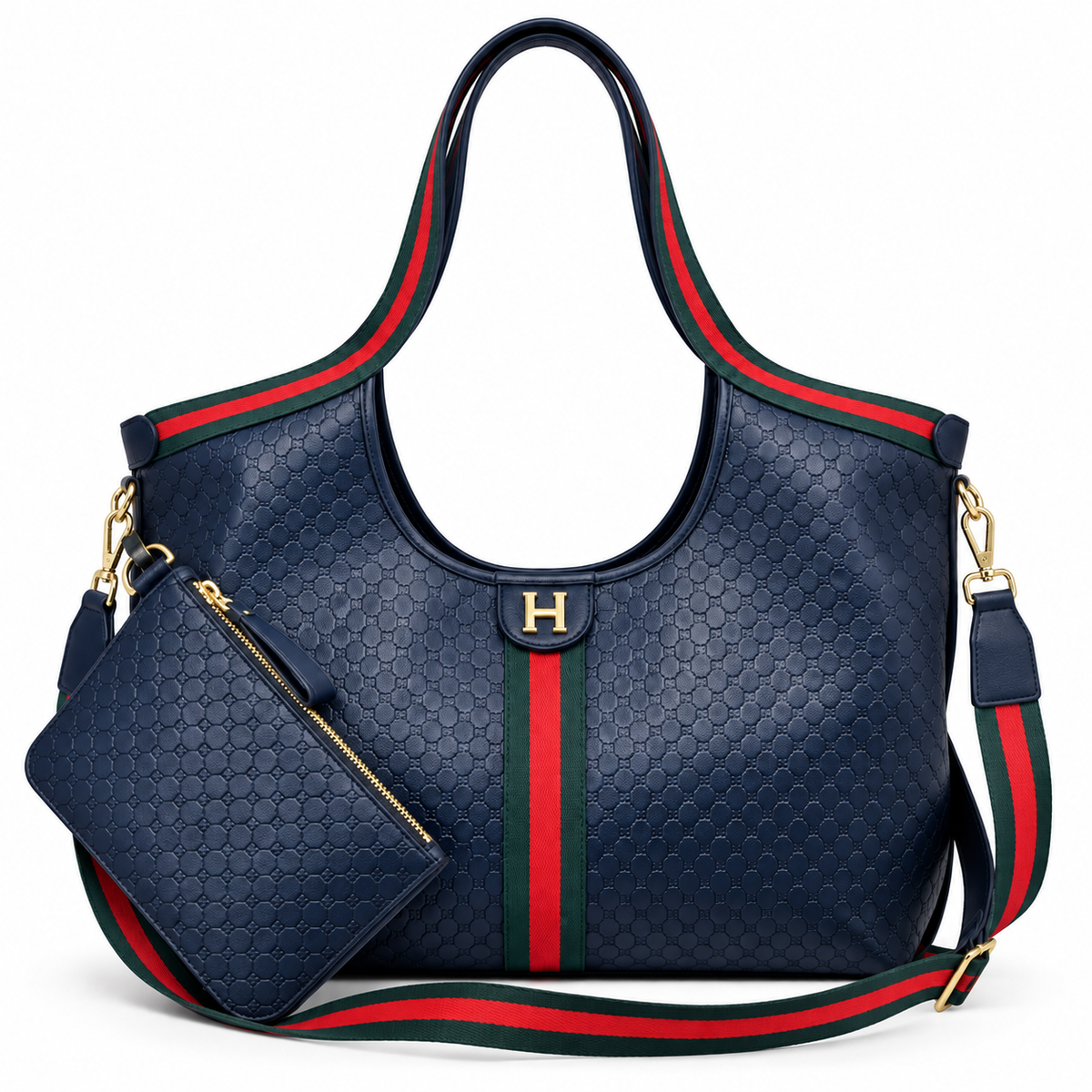 Small Embossed Leather Tote on Strap