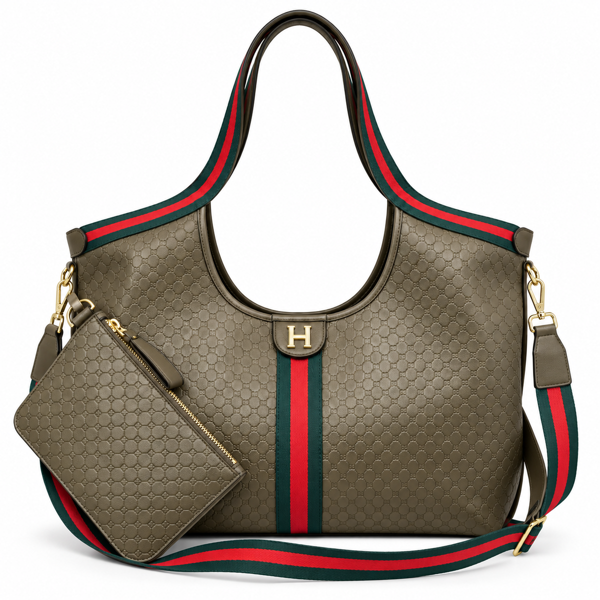 Small Embossed Leather Tote on Strap
