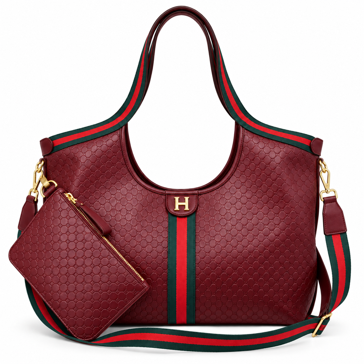 Small Embossed Leather Tote on Strap