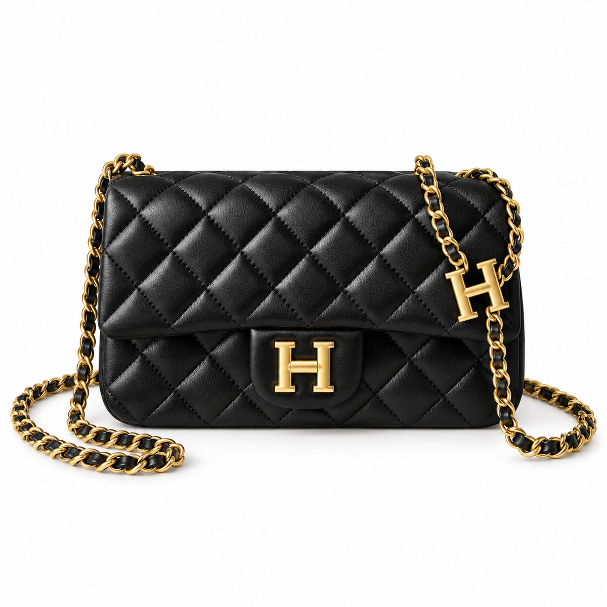 Quilted Front-Lock Lambskin Purse